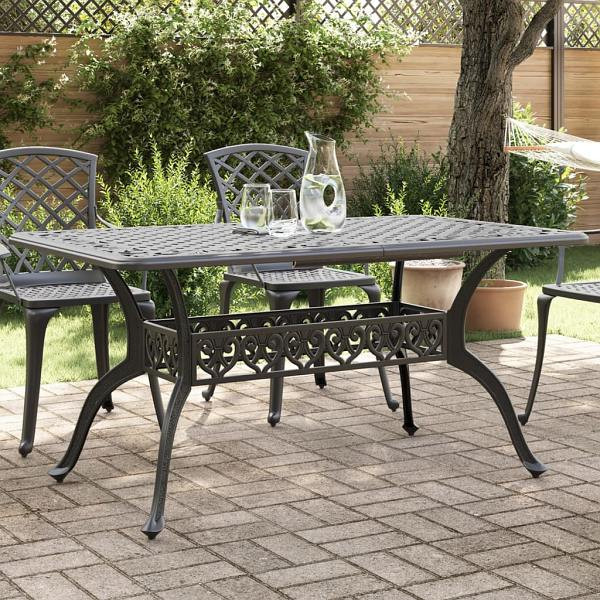 vidaXL Gartentisch Schwarz 150x90x72 cm Aluminiumguss, 4002804