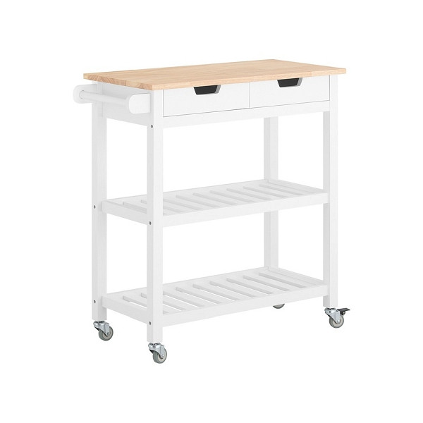 SoBuy Kücheninsel mit zwei Schubladen Weiß 84x39x89 cm, Modern, FKW68-WN