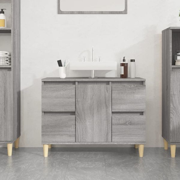 vidaXL Waschbeckenunterschrank Grau Sonoma 80x33x60 cm Holzwerkstoff, 821274