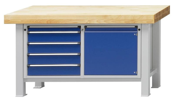 ANKE Werkbänke Schwerlastwerkbank, Modell 138 VS, 1500 x 800 x 900 mm, RAL 7035/5010, BMP 100 mm, 320.027