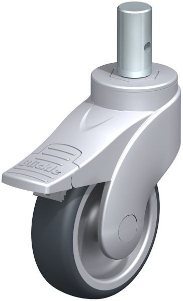 Blickle LWG-TPA 101G-FI-ZA55 Kunststoff-Lenkrolle WAVE mit Zapfen & Feststeller, Thermoplastisches Gummi-Elastomer, Grau, 751280