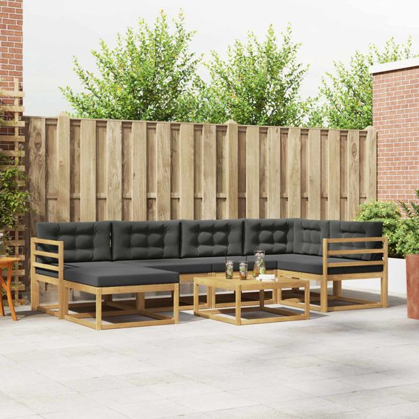 vidaXL Outdoor-Sofagarnitur 7-teilig Weiß und Anthrazit, 3386711