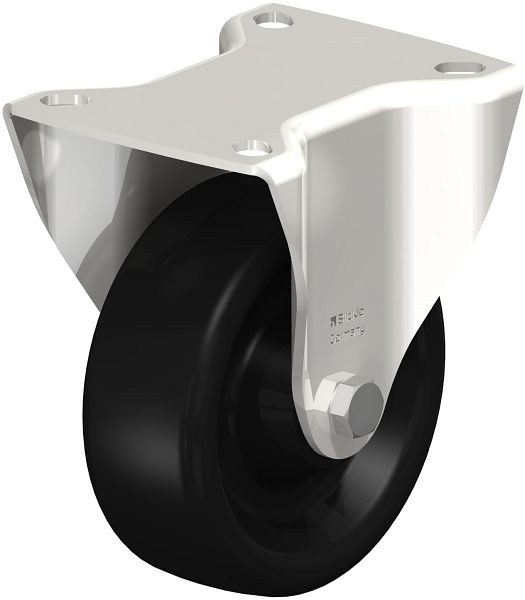 Blickle BX-PHN 102G Hitzebeständige Edelstahl-Bockrolle mit Anschraubplatte, Phenolharz, Schwarz, 625756