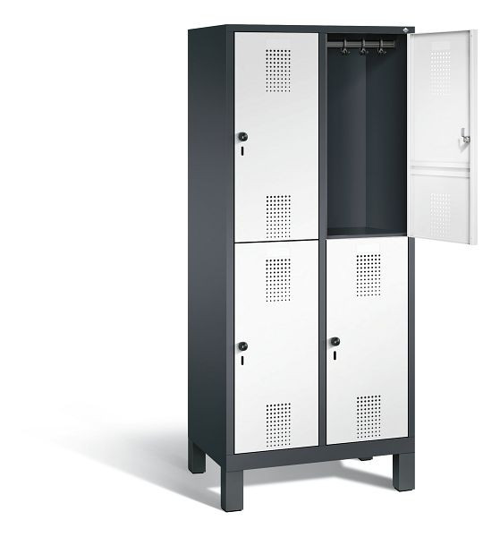 C+P Spind doppelstöckig Evolo, H1850xB810xT500mm, Farbe: Schwarzgrau / Verkehrsweiß, 48310-22 S10199