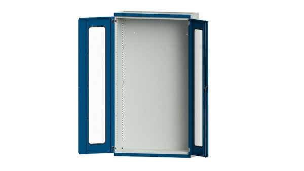 ANKE Werkbänke Schwerlastschrank, Modell 100, 1085 x 400 x 1950 mm, Sichtausschnitt aus Plexiglas, RAL 7035/5010, 620.208