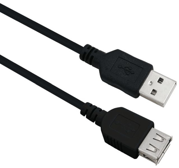 Helos Verlängerungskabel, USB 2.0 A Stecker/A Buchse, 3,0m, schwarz, 288312