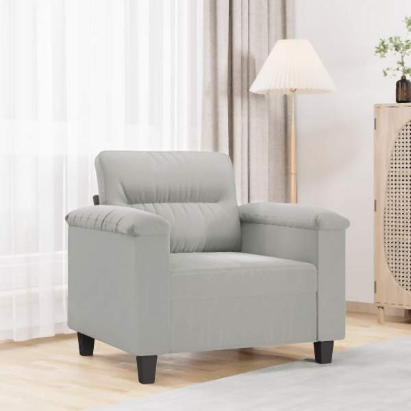 vidaXL Sessel Hellgrau 60 cm Mikrofasergewebe, Füllung: Schaumstoff, 359550