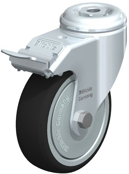 Blickle LKRA-PATH 101K-11-FI-FK Apparate-Lenkrolle mit Rückenloch & Feststeller, Thermoplastisches Polyurethan, Grau, 754845