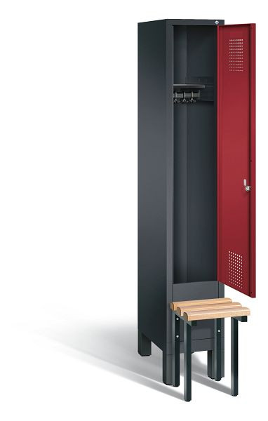 C+P Garderobenschrank Evolo, H1850xB320xT815mm, Farbe: Schwarzgrau / Rubinrot, 48030-10 S10079