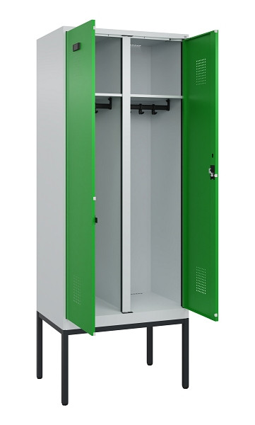 C+P Schwarz-Weiß-Spind Evolo PLUS, Gestell, 2 Abteile, 2120x800x500mm, 7035/6037, Zylinderschloss, 0490327-22 S10038