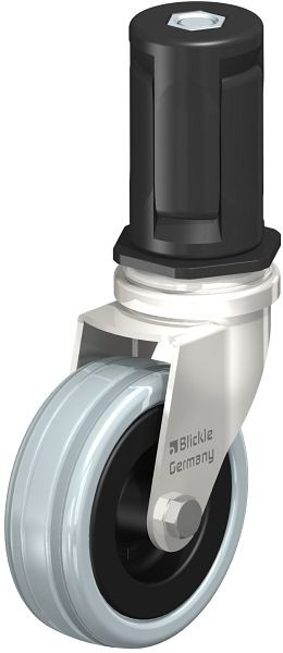 Blickle LRXA-VPA 75G-EXR05 Edelstahl-Apparate-Lenkrolle mit Expander, Vollgummi, Grau, 856438