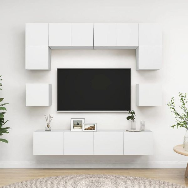 vidaXL 8-teilig TV-Schrank-Set Weiß Holzwerkstoff, 3078691