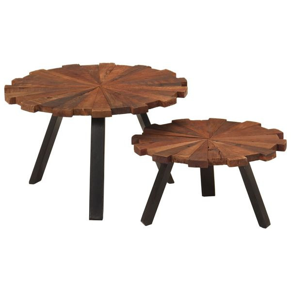 vidaXL Couchtische 2 Stück Altholz Massiv und Eisen, 356250