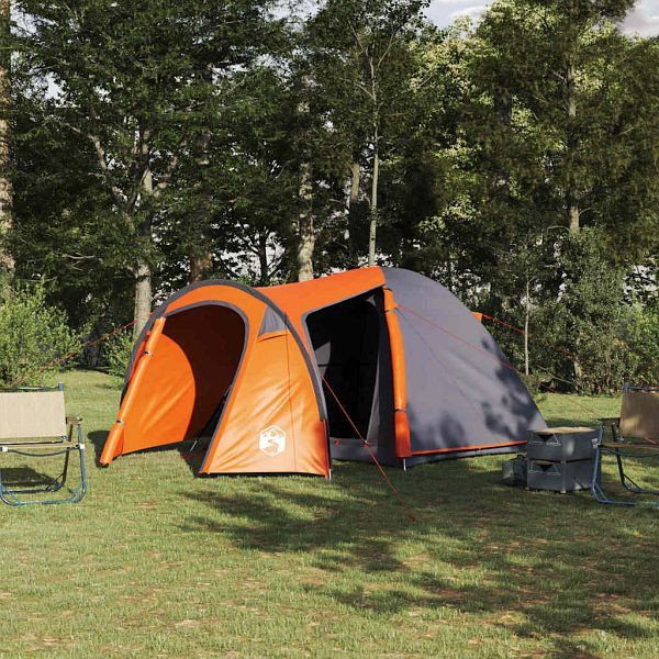 vidaXL Kuppelzelt mit Dach Grau und Orange 384 x 254 x 170 cm, 42001013