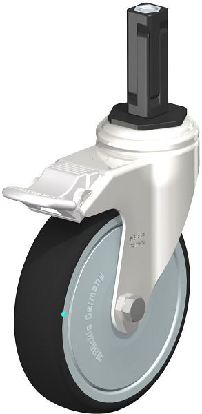 Blickle LKRXA-PATH 126KD-11-FI-FK-EXV12 Edelstahl-Apparate-Lenkrolle mit Expander & Feststeller, Thermoplastisches Polyurethan, Grau, 853491