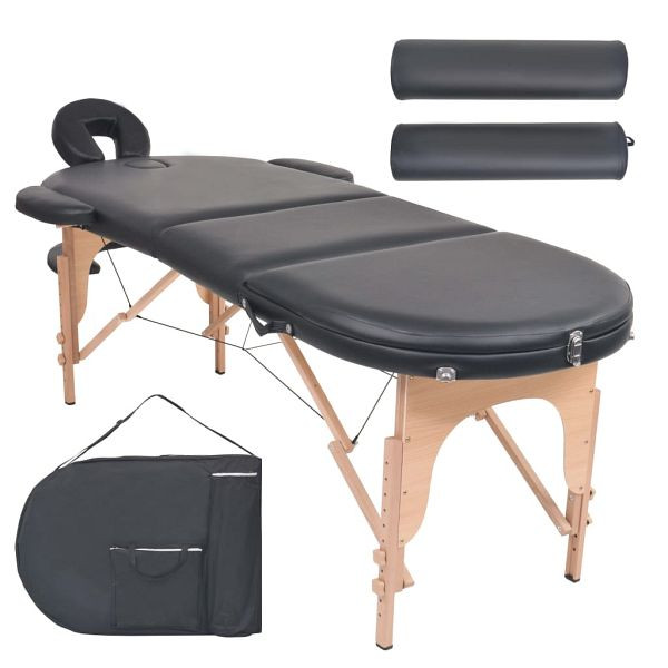 vidaXL Massageliege Klappbar 4 cm Polsterung 2 Nackenrollen Schwarz, 110159