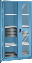 LISTA Flügeltürschrank (BxTxH) 1000x580x1950mm CODE Lock, Lichtblau, 6 Schubladen, 2 Auszugböden, 6 Verstellböden, 60.602.010.C