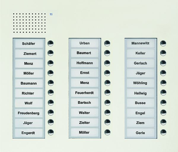 TCS Audio Außenstation Serie PUK 30 Klingeltasten (rechtsbündig), 3-spaltig, UP weiß, PUK30/3-WS