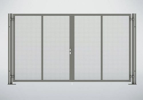 TTS Trennwandsystem 9200, Doppelflügeltor, B 4000, H 2200 mm, staubgrau, 285326