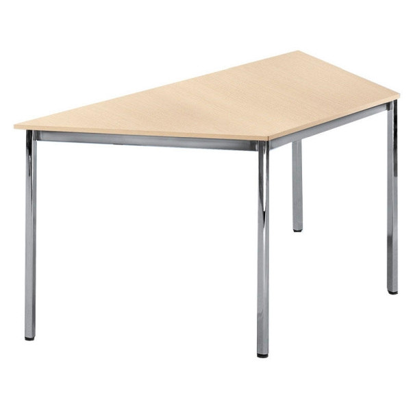 Deskin Besprechungstisch BASE-MODUL, Platte Ahorndekor, Gestell verchromt, B 1600/ 800 x T 690 x H 720 mm, 248699