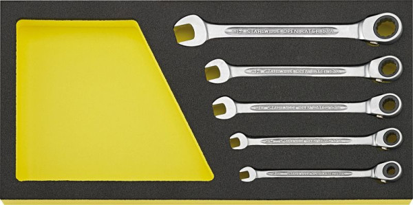 STAHLWILLE Ratschenringmaulschlüssel-Satz OPEN RATCH TCS 17A/5 1/4 - 9/16" 5 Stück, 96830653