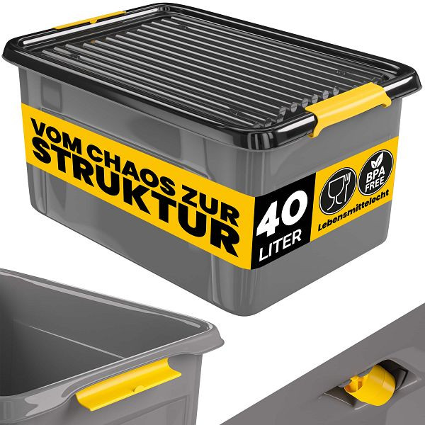 monzana Aufbewahrungsbox Grau/Anthrazit 58x39x25cm stapelbar, 110197