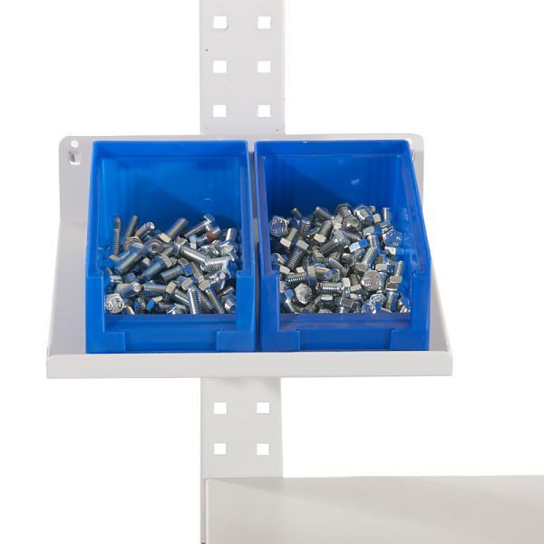 Manuflex Schrägablage für Kleinteile zur Befestigung an Aufbauportale oder an Lochplatten, Lichtgrau, ZB4782.7035