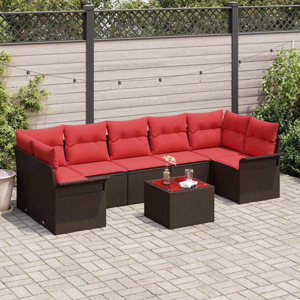 vidaXL Gartensofa-Set 8-teilig Braun Poly-Rattan, 3345284