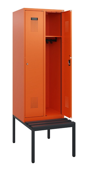 C+P Spind Evolo PLUS, 2 Abteile, 1950x600x815mm, 2004/2004, Zylinderschloss, Material Sitzfläche Kunststoff, Sitzbank, 0490505-20 S10104