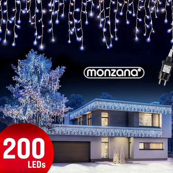 monzana Regenlichterkette LED Weihnachten Kaltweiß 10m, 105279