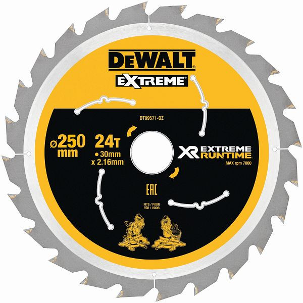 DeWalt Kreissägeblatt stationär 250/30mm 24WZ/FZ, DT99571-QZ