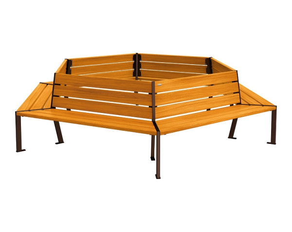 Procity Baum-Rundbank Silaos, Stahl Und Holz, Innendurchmesser 2000 mm, helle Eiche/RAL 8017, 209649.8017.CHEC