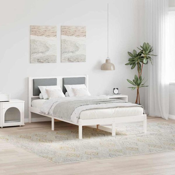 vidaXL Bettrahmen Hellgrau 120 x 200 cm Massives Kiefernholz, 878123