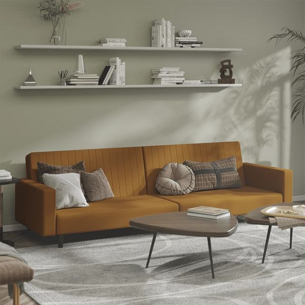 vidaXL Schlafsofa 2-Sitzer Braun Samt, 375945, 8721012380967