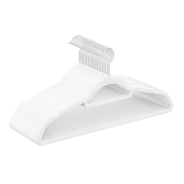 SONGMICS Samtbügel, Weiß, 42,7x22x0,6 cm, CRF020W01