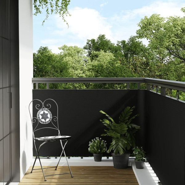 vidaXL Balkon-Sichtschutz Schwarz 600x80 cm Poly Rattan, 156304