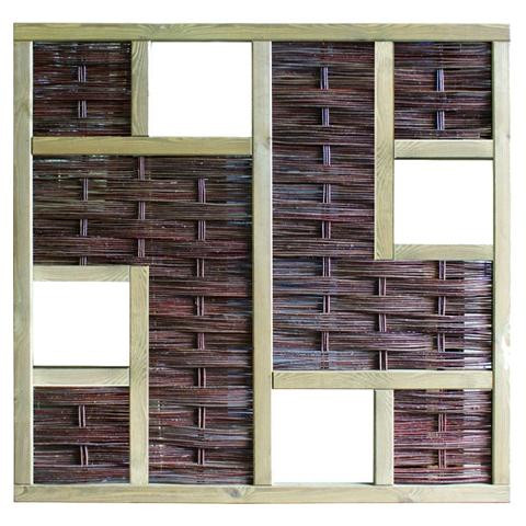 T&J LABO-3D Weidengeflechtzaun, 180 x 180 cm, 4 Fenster, Rahmen 70 x 35 mm, 36201