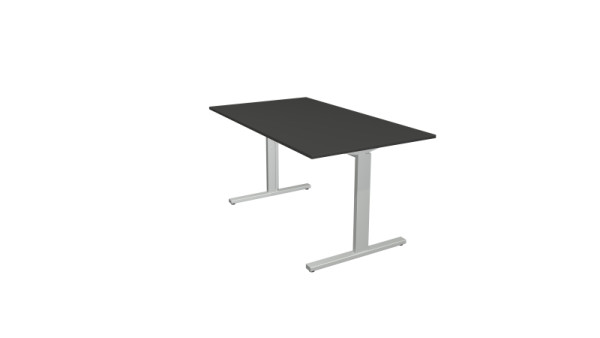 Kerkmann Schreibtisch Form 2 - B 1400 x T 800 x H 700-820 mm mit T-Fuß-Gestell in alusilber, anthrazit, 11021013