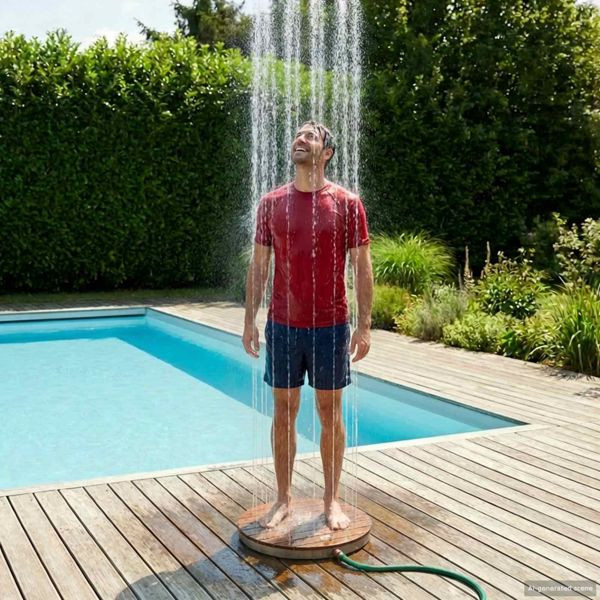 vidaXL Garten Boden Dusche WPC und Edelstahl 201 Braun, 42031216