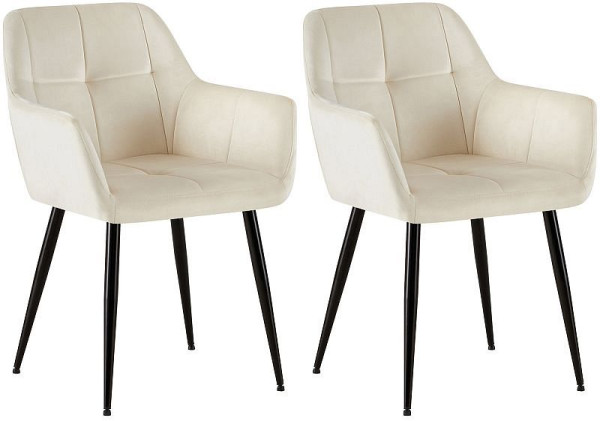CLP 2er Set Esszimmerstuhl Emia Samt, creme, 323762