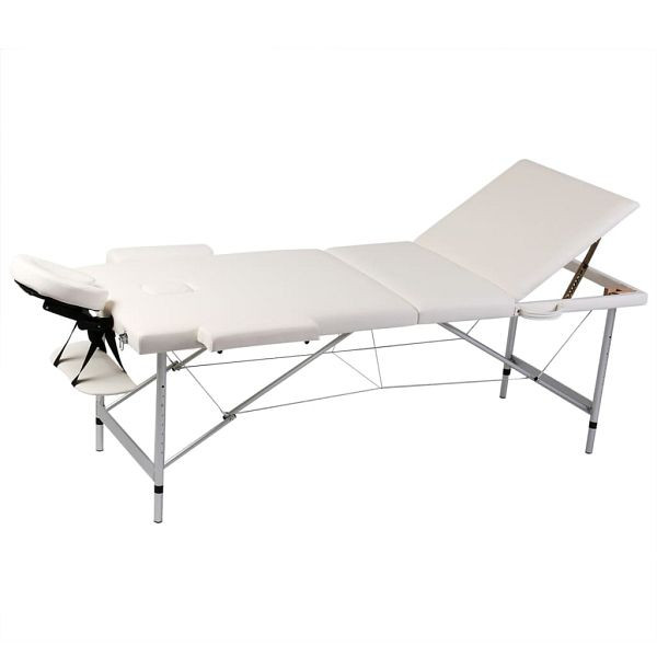 vidaXL Massagetisch mit Aluminiumrahmen, faltbar 3 Zonen Creme-Weiß, 110089