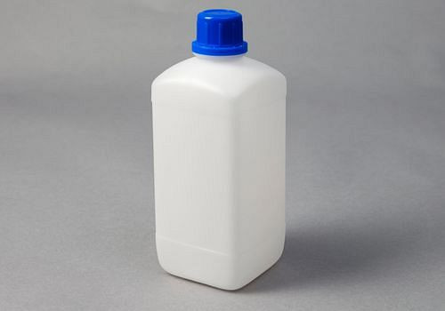 DENIOS Enghalsflaschen aus HDPE, eckig, natur-transparent, 1000 ml, VE: 12 Stück, 257549