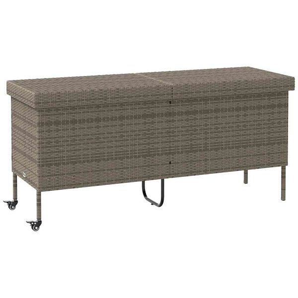 vidaXL Gartentruhe mit Rollen Grau 160x55x75 cm Poly Rattan, 4103833