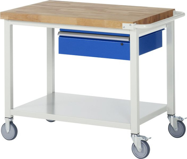 RAU Fahrbare Werkbank Serie 8000, 1 x Schublade, Stahlblech-Ablageboden, 1000x880x700 mm, 05-8001A6-107B4S.11