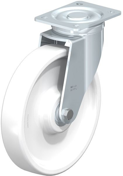 Blickle LH-SPO 251K Stahlblech-Lenkrolle, Schwerlast-Ausführung, mit Anschraubplatte, Polyamid, Weiß, 754635
