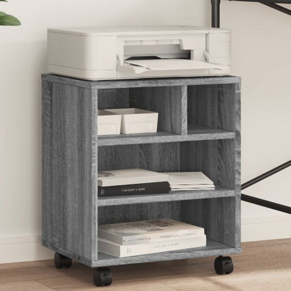vidaXL Druckerständer mit Rollen Grau Sonoma 41x32x48 cm, 840623