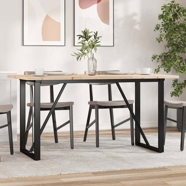 vidaXL Esstisch O-Gestell 140x80x75,5 cm Massivholz Kiefer & Gusseisen, 3282742