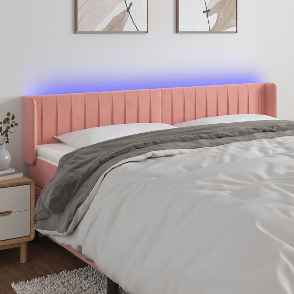 vidaXL LED Kopfteil Rosa 203x16x78/88 cm Samt, Füllung: Schaumstoff, 3123545