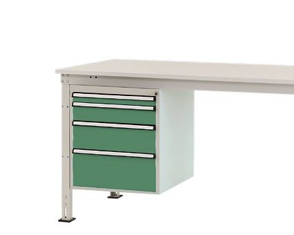 Manuflex Gehäuse-Unterbau Stationär, Nutzhöhe 500 mm mit 4 Schubfächer, für Tischtiefe 800 mm, Resedagrün, ZB4762.6011