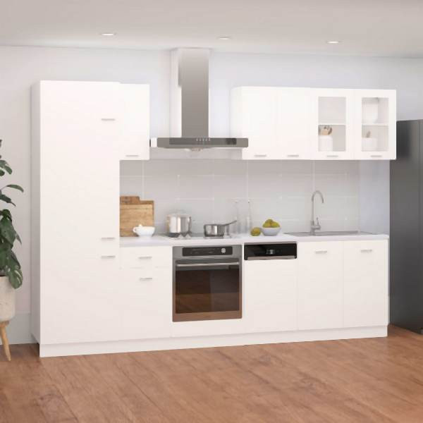 vidaXL 8-tlg. Küchenzeile Weiß Holzwerkstoff, 3067639, 8720286326954